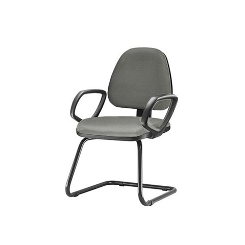 Cadeira Sky com Bracos Fixos Assento Crepe Cinza Escuro Base Fixa Preta - 54831