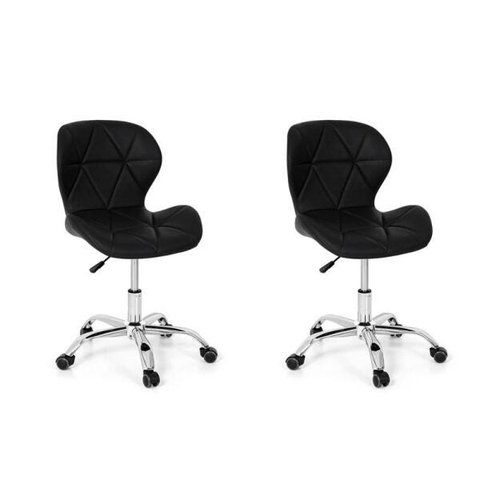 Conjunto 2 Cadeiras Office Eiffel Slim Base Giratória - Preta Preto
