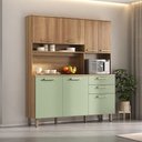 Ver imagem 3 de Cozinha Compacta 7 Portas 2 Gavetas Armário com Nicho para Micro-Ondas - Luciane 353:Avelã e Verde m