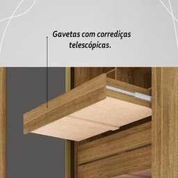 Guarda Roupa Casal 4 Portas 3 Gavetas Pequim - Nature/alasca - 7