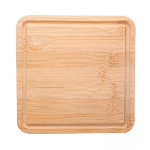 Tábua de Bambu Square 17x1cm Lyor Servir Petiscos Quadrada com Cava Buffet