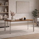 Ver imagem 1 de Mesa para Sala de Jantar Tampo MDF sem Vidro 180cm Base Metal Champagne Mayra