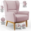 Ver imagem 4 de Kit 02 Poltronas Decorativa Fixa Base de Madeira Milena D02 Veludo Rosê B-305 - Lyam Decor
