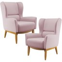 Ver imagem 1 de Kit 02 Poltronas Decorativa Fixa Base de Madeira Milena D02 Veludo Rosê B-305 - Lyam Decor