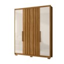 Ver imagem 7 de Guarda Roupa Casal 4 Portas 3 Gavetas Ripado Califórnia - Freijó - Off White