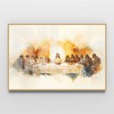 Ver imagem 3 de Quadro Decorativo Santa Ceia Aquarela Sala Quarto Casa Escritório