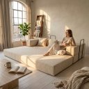 Ver imagem 3 de Sofá Cama 3 Lugares na Caixa 190 cm Capri Bouclê B05 - D'Rossi