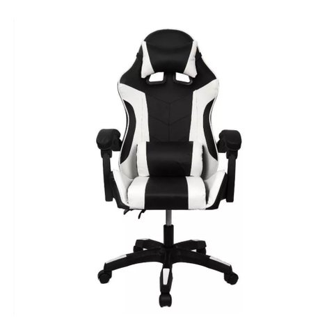 Cadeira Gamer Preta e Branca Reclinável Massageador GAM-004