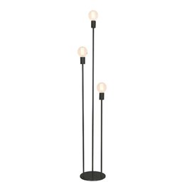 Luminária Chão 3 Colunas Metálicas 3 Alturas Estilo Retrô para 3 Lâmpadas 1,30m - Preta - 1