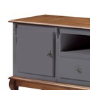 Ver imagem 4 de Rack para Sala com Pés Luis Xv 2 Gavetas 2 Portas de Madeira e Nicho 60503m - Cinza/imbuia Glazer