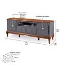 Ver imagem 5 de Rack para Sala com Pés Luis Xv 2 Gavetas 2 Portas de Madeira e Nicho 60503m - Cinza/imbuia Glazer