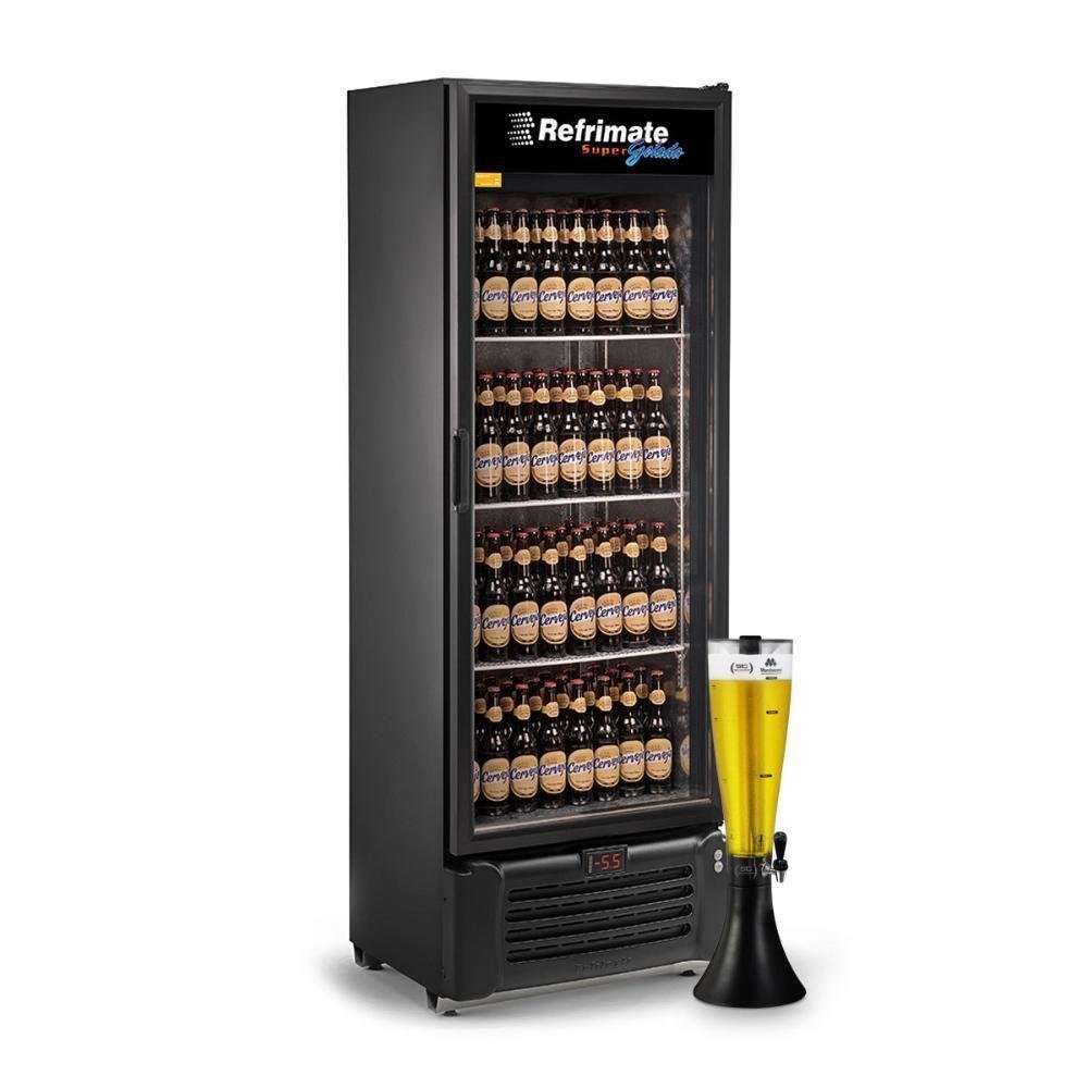 Cervejeira Expositora Porta de Vidro 505l Vcc505v Preta 127v Refrimate com Chopeira 3,5l 127v