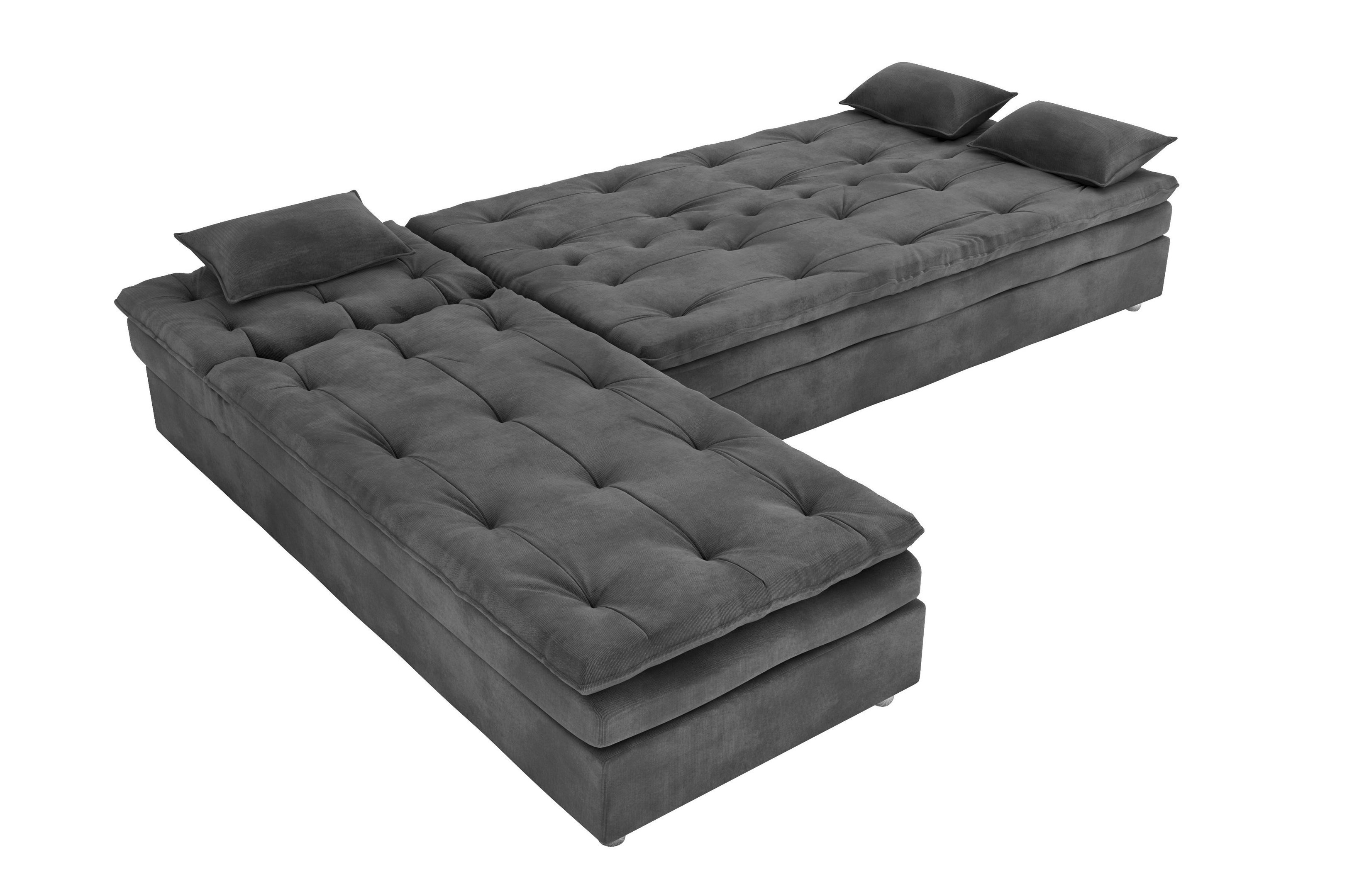 Sofá Cama Reclinavel com Chaise Penélope Suede Cinza B250 - Matrix - 4