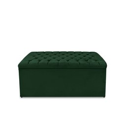 Calçadeira Baú Estofada Dunas Solteiro 90 Cm - Veludo Verde - 1