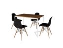 Ver imagem 2 de Mesa de Jantar Industrial Base Ferro Branco em  V  Tampo 137x90 Amendoa 4 Cadeiras Eames Madeira Ass
