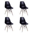 Ver imagem 6 de Mesa de Jantar Industrial Base Ferro Branco em  V  Tampo 137x90 Amendoa 4 Cadeiras Eames Madeira Ass