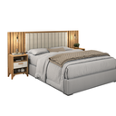 Ver imagem 3 de Cabeceira King Box Onix Estofada C/ Mesa de Cabeceira Gaveta e Prateleira - Vitamov: Freijo/off