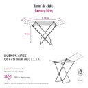 Ver imagem 5 de 9981 - Varal em Aço de Chão com Asas Preto 133x53x95cm - Maxeb