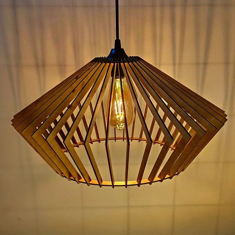 Luminária Teto tipo Pendente em MDF - Completa - Cor: Marrom