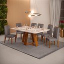 Ver imagem 1 de Conjunto de Sala de Jantar 6 Cadeiras Tampo sem Vidro 170x90 Cm Dj Móveis Kiara Freijó Yasmin Lunar