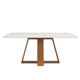 Conjunto de Sala de Jantar 6 Cadeiras Tampo sem Vidro 170x90 Cm Dj Móveis Kiara Freijó Yasmin Lunar - 6