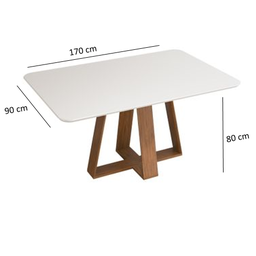 Conjunto de Sala de Jantar 6 Cadeiras Tampo sem Vidro 170x90 Cm Dj Móveis Kiara Freijó Yasmin Lunar - 7