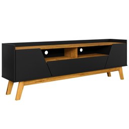 Rack para Sala de Estar Tv 70 Pol 180cm Morello B02 Preto Fosco Naturalle - Lyam Decor - 5 Rack para Sala de Estar Tv 70 Pol 180cm Morello B02 Preto Fosco Naturalle - Lyam Decor - 5