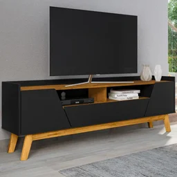 Rack para Sala de Estar Tv 70 Pol 180cm Morello B02 Preto Fosco Naturalle - Lyam Decor - 1 Rack para Sala de Estar Tv 70 Pol 180cm Morello B02 Preto Fosco Naturalle - Lyam Decor - 1