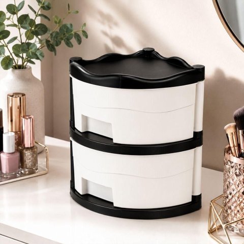Gaveteiro de Canto Mesa Triangular Organizador Multiuso Plastico Porta Esmaltes Batons Escritorio