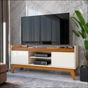Ver imagem 2 de Conjunto Buffet 2 Portas e Rack para Tv 50 Polegadas Ripado 136cm - Vianossa - Off White/cedro