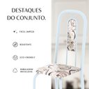 Ver imagem 7 de Conjunto de Mesa Tubular 100x60cm Tampo em Granito Ocre com 4 Cadeiras Lívia Branco/Arabesco