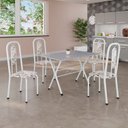 Ver imagem 1 de Conjunto de Mesa Tubular 100x60cm Tampo em Granito Ocre com 4 Cadeiras Lívia Branco/Arabesco