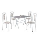 Ver imagem 2 de Conjunto de Mesa Tubular 100x60cm Tampo em Granito Ocre com 4 Cadeiras Lívia Branco/Arabesco