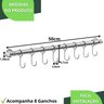 Porta Utensílios e Talheres 50cm com 8 Ganchos Cromado Fs - 6