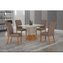Ver imagem 1 de Conjunto Sala de Jantar Larissa 1,20m Tampo Copo Off com 4 Cadeiras Cinamomo/Off/Joli Palha