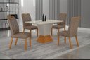 Ver imagem 1 de Conjunto Sala de Jantar Larissa 1,20m Tampo Copo Off com 4 Cadeiras Cinamomo/Off/Joli Palha