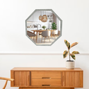 Ver imagem 1 de Espelho de Parede Oitavado Sala Decorativo Prata Marmorizado