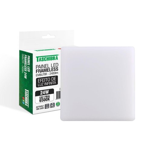 Painel de Led Taschibra Frameless Quadrado Embutir 24w Bivolt 6500k Luz Fria