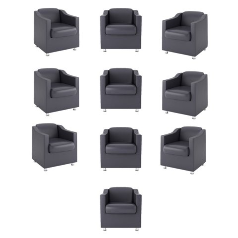 Kit 10 Poltronas Decorativas Consultorio Recepção Sala Cor:Cinza