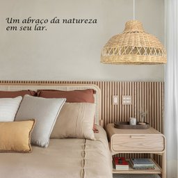 Pendente de Fibra Natural Rattan Boho Artesanal E27 Sala Nat83 - 5