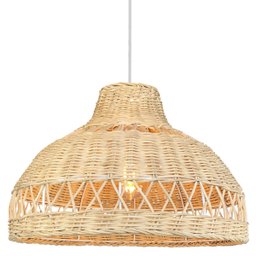 Pendente de Fibra Natural Rattan Boho Artesanal E27 Sala Nat83 - 1