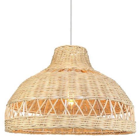Pendente de Fibra Natural Rattan Boho Artesanal E27 Sala Nat83