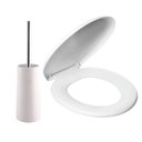 Ver imagem 1 de Assento Tampa Vaso Sanitário Oval Almofadado + Escova Sanitária com Suporte Base Redonda