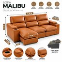 Ver imagem 3 de Sofá 3 Lugares 2,30m Retrátil e Reclinável Malibu Bom Pastor Caramelo Veludo PU