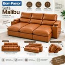 Ver imagem 2 de Sofá 3 Lugares 2,30m Retrátil e Reclinável Malibu Bom Pastor Caramelo Veludo PU