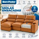 Ver imagem 4 de Sofá 3 Lugares 2,30m Retrátil e Reclinável Malibu Bom Pastor Caramelo Veludo PU