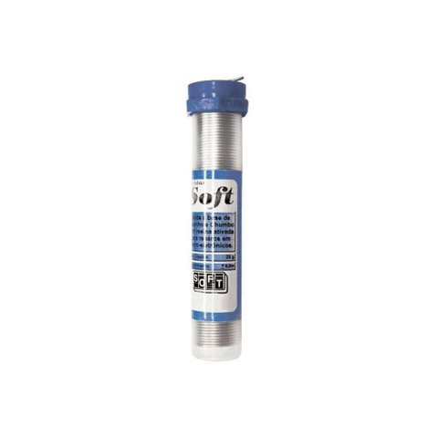 Solda Azul Fina T.25gr 1,0mm C/resina em Tubete Solda Soft