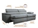 Ver imagem 2 de Sofá Niko 2,30m com Molas Retrátil Reclinável Velosuede - Netsofas - Cinza