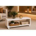 Ver imagem 2 de Mesa de Centro Baixa Decorativa Branco com Rodizios