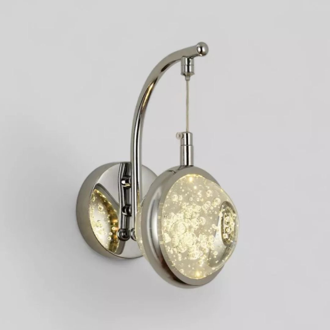 Arandela Led Parede 7w Saturno Globo Bolha Prata 3000k Bivolt